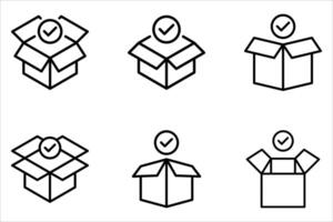 open box icon set on white, vector