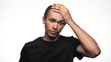 Man in Trouble Against White Background video