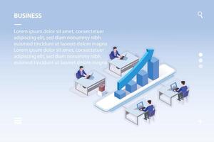 Isometric Website ui and ux Market forecast isometric landing page vector