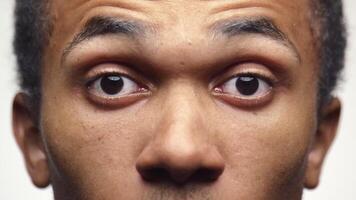 Surprised Man Eyes with Eyebrows Raised in Shock Close Up video