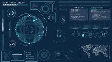 Animation of a high-tech interface with monitoring and navigation features video
