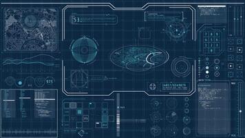 Animated high-tech dashboard with navigation and surveillance data video