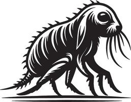 A black and white illustration of a flea vector