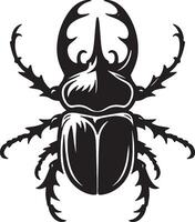 A black and white beetle with horns vector