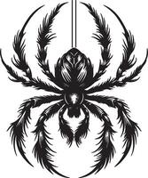 Black Spider Hanging from Invisible Thread design vector