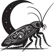 Cockroach with moon and stars on it vector
