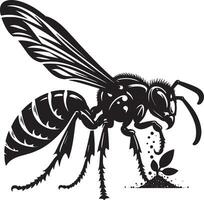 Minimalist Wasp Silhouette Design with White Background vector
