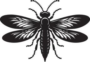 Minimalist Wasp Silhouette Artwork in Black and White Contour Style vector