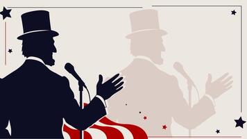 Presidents' Day lower third animation featuring Lincoln's iconic silhouette, viewed from behind with patriotic stars and stripes. No text, ideal for historical. video