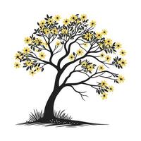 A milkweed tree full image, solid color, with a white background vector