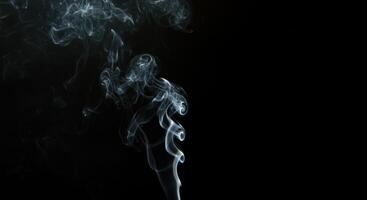 A dramatic image of smoke swirling in the air, creating intricate patterns as it rises. photo