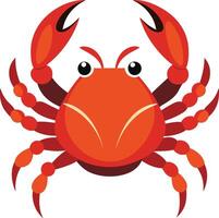 Cartoon crab, stylized illustration, bright red and orange colors, large claws, round body, symmetrical design vector