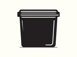 Solid Black Icon of a Plastic Container with Lid vector