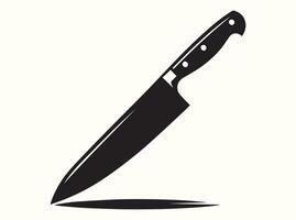 Cooking Knife Silhouette in Solid Black with Sharp Edge vector