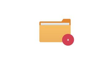 Folder with an downward arrow in a red circle, ideal for indicating progress, file organization, data management, digital storage concepts. video