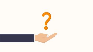Orange question mark above a hand, ideal for concepts like curiosity, confusion, uncertainty, or seeking answers in design projects. video