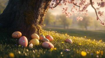 Easter eggs under the old oak tree. 11 photo