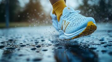 Close up of new balance show bending at the toe as it leaves the ground. 16 photo