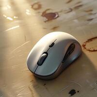 Minimalist Computer Mouse on Office Table Background photo