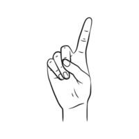 Line Art Hand Gesture Showing Number 1 vector