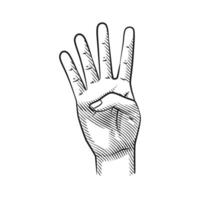 Hand Showing Number 4 - Simple and Clean Line Art Illustration vector