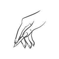 Minimalist Line Art of Hand Holding a Pencil vector