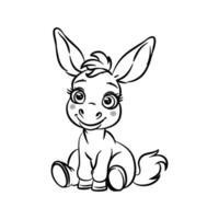 Cute Donkey in Minimalist Line Art Style vector