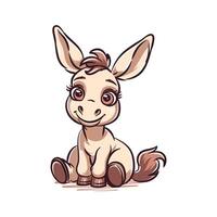 Cute Donkey in Cartoon With Color vector