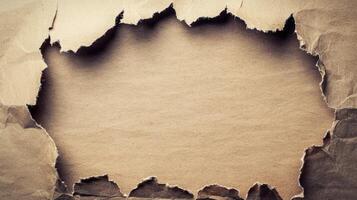 Torn Paper Background Texture with Rough Edges and Brown Tones photo