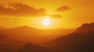 Golden Sunset Over Mountain Range Illuminating Valley View photo