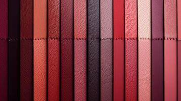 Leather Swatches in Various Shades of Red with Visible Stitching Detail photo