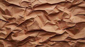 Crumpled Brown Paper Texture with Shadows and Highlights for Background Use photo