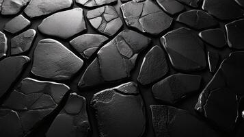 Black Rock Stone Texture Surface Background with Smooth Shiny Look photo