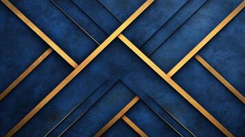 Abstract Navy and Gold Geometric Design with Diagonal Lines and Layers photo