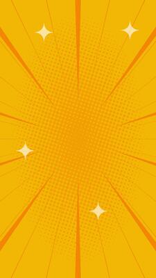 Orange comic vertical background with lines and stars in pop art style, nice halftone gradation. illustration. Suitable for comics, prints, posters, etc.