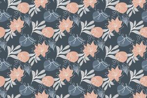 Seamless pattern with abstract floral elements color palette, vector