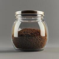 Glass container of coffee grounds, on a white background. 2 photo