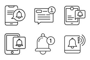 Clean and simple notification bell outline icons vector