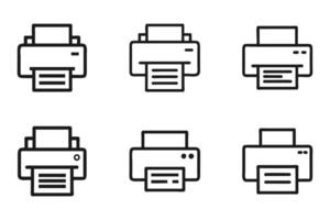 Printer Icon Set with Clean Outline Design vector