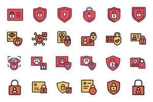 Privacy Icon Set with Minimal Outline Design vector