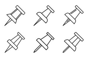 Push Pin Icon Bundle in Outline Silhouette vector