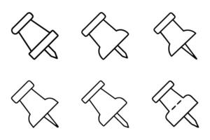 Minimalistic Push Pin Outline Icon Bundle vector