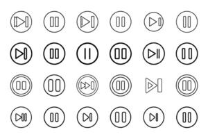 Pause Icon Set with Clean Outline Design vector