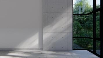 a empty interior room shadow wall space background mock up architecture sunlight. empty home modern window light floor design apartment white house indoor. blank minimal concept backdrop clean bright video