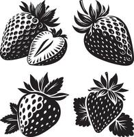 strawberry silhouette set illustration and white background vector