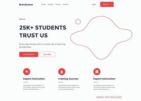 Online Classes Website Template for Study vector