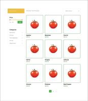 product selling grid and filter and Sorting vegetable template vector