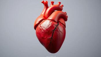 3D Model Of A Damaged Heart Against A Gray Background photo