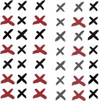 Abstract X Marks in Red, Black, and Grey vector