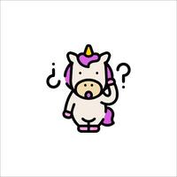 A cartoon unicorn with a question mark on its head vector